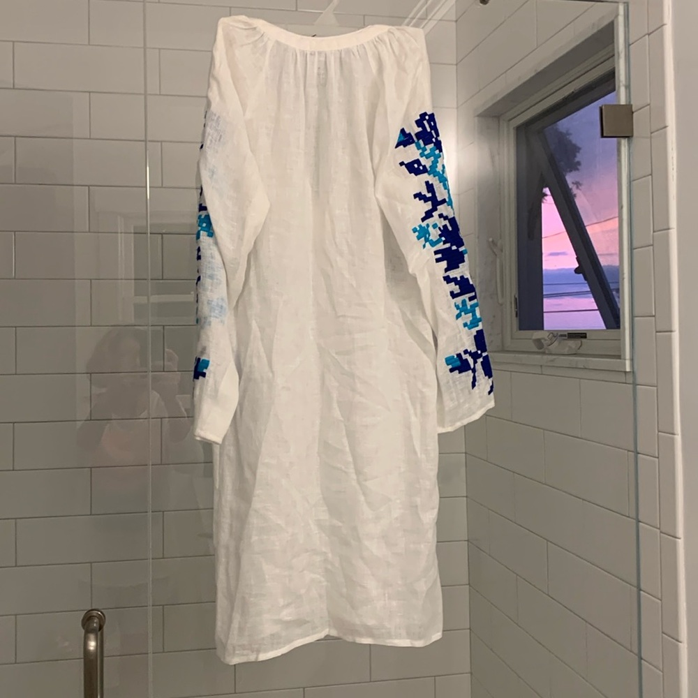 Eleven March 11 linen beach embroidered beach dress